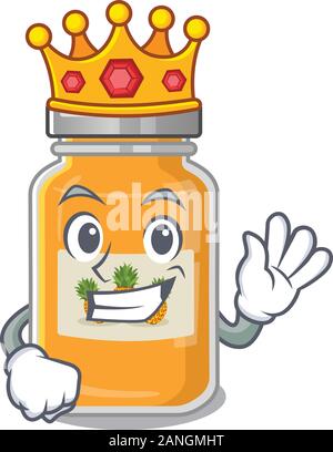 Un incredibile di marmellata di ananas stilizzata del re sulla mascotte cartoon style Illustrazione Vettoriale