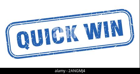 Quick win timbro. Quick win square grunge segno blu Illustrazione Vettoriale