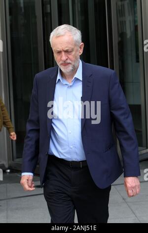 Jeremy Corbyn alla BBC oggi 19/06/2016 (immagine di credito©Jack Ludlam) Jeremy Corbyn ha difeso la UE in materia di immigrazione, esortando gli elettori invece di dirigere la loro rabbia verso prudenti misure di austerità. Foto Stock