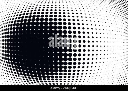 Monocromatico astratto modello halftone. Una linea morbida e dinamica.illustrazione vettoriale con punti Illustrazione Vettoriale