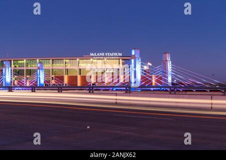 Waco, TX / STATI UNITI D'America - 12 Gennaio 2020: McLane Stadium nel campus della Baylor University, utilizzato per partite di calcio. Foto Stock