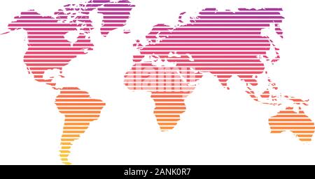 Mappa del mondo il vettore, la linea design stilizzato vibrante gradiente di colore isolato su sfondo bianco. Piano terra, grigio modello mappa per sito web pattern viaggi in tutto il mondo, mappa silhouette sullo sfondo. eps 10 Illustrazione Vettoriale