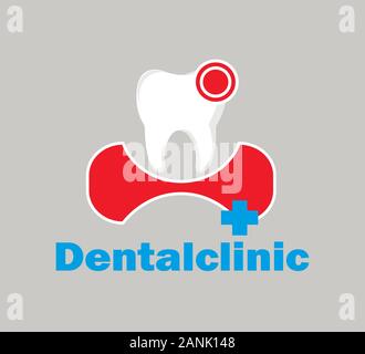 Icona del vettore di dente dolore, odontoiatria, il trattamento di un dente malato. Logo piatto odontoiatria Illustrazione Vettoriale