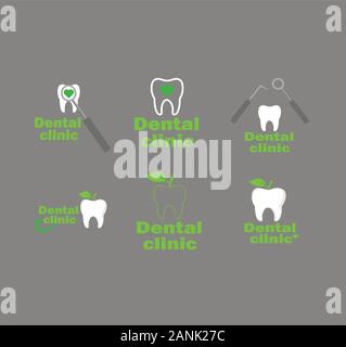 Dental Clinic template vettoriale - set di icone Illustrazione Vettoriale