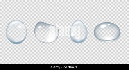 Gocce d'acqua isolato su sfondo trasparente. Illustrazione Vettoriale eps 10 Illustrazione Vettoriale