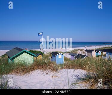 Spiaggia di capanne in dune di Skanör, Skane, Schonen, Svezia, Scandinavia, Europa Foto Stock