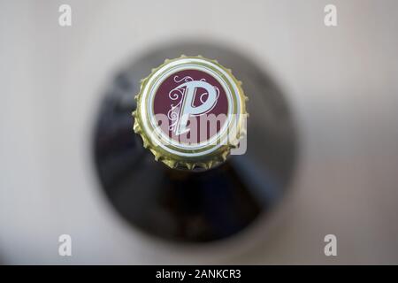 TIMISOARA, Romania - Ottobre 04, 2019: Close-up su un Patronus weissbier birra tappo di bottiglia. Realizzato in Germania Foto Stock