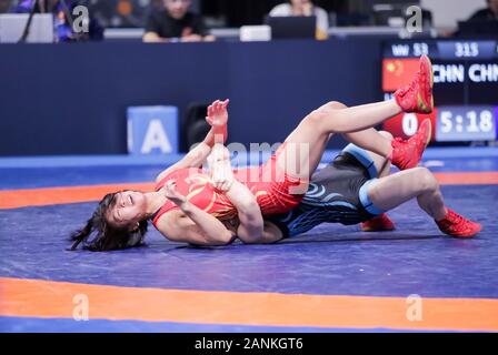 Roma, Italia, 17 gen 2020, lannuan luo (Cina) categoria ww 53 kg durante il 1° Serie Classifica Torneo Internazionale - Day3 - Wrestling - Credito: LPS/Luigi Mariani/Alamy Live News Foto Stock