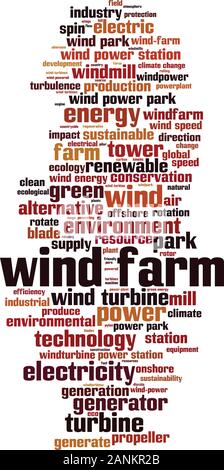 Wind Farm parola concetto di cloud computing. Collage fatto di parole su wind farm. Illustrazione Vettoriale Illustrazione Vettoriale