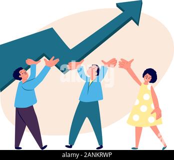 Il team di Business tenendo in mano la freccia. Motivati per successo condiviso Illustrazione Vettoriale