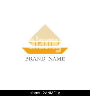 Barca a vela arancione logo design isolato su sfondo bianco, illustrazione vettoriale Illustrazione Vettoriale