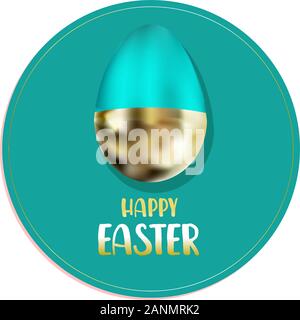 Gli adesivi di pasqua. felice Pasqua. Golden Egg. Cartolina, un poster o un banner, aspettando la primavera religioso cristiano di vacanza Illustrazione Vettoriale