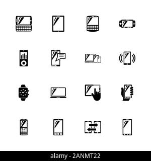 I dispositivi mobili icone - Espandere in qualsiasi dimensione - modifica a qualsiasi colore. Piatto icone vettoriali - Illustrazione nero su sfondo bianco. Illustrazione Vettoriale