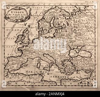 Mappa vecchia d'Europa del 1660. Europa par N. Sanson le fils Geographe du Roy Foto Stock