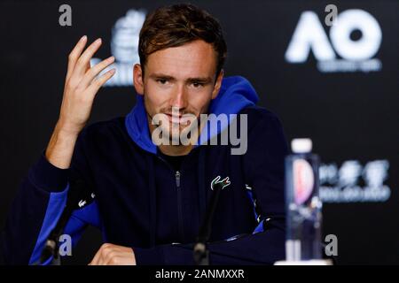 Daniil MEDVEDEV (RUS) durante una conferenza stampa al 2020 Australian Open Foto Stock