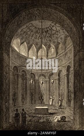 Tomba di Abbas II a Isphahan, architettura islamica. L'Iran. Vecchio di acciaio inciso antica stampa Pubblicato in L'Univers La perse nel 1841. La storia di un Foto Stock