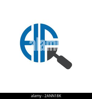 Lettera H & F con posizione segno del modello di logo. Illustrazione Vettoriale