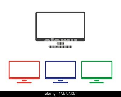 Set di semplici icone del monitor - illustrazione vettoriale. Monitor in stile appartamento. Illustrazione Vettoriale
