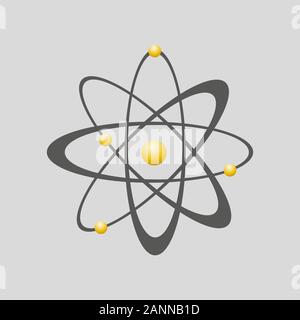 Icona di Atom - illustrazione vettoriale. Segno piana dell energia atomica. Illustrazione Vettoriale