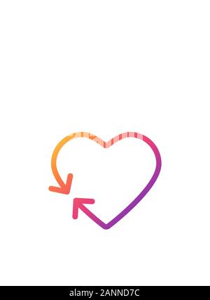 Logo cuore con freccia illustrazione vettoriale, linea icona di stile contorno modificabile. eps 10 Illustrazione Vettoriale