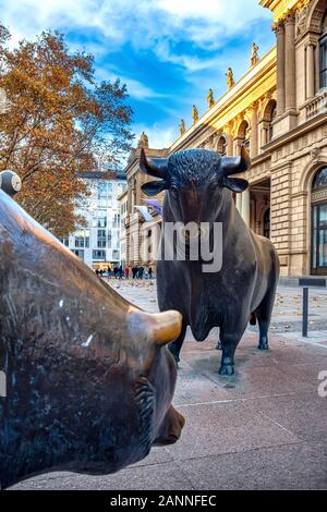 Borsa di Francoforte nella città di Frankfuer am Main, Germania Foto Stock