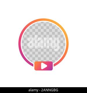 Social media icona storie di avatar utente streaming video gradiente colorati. Illustrazione Vettoriale. Illustrazione Vettoriale