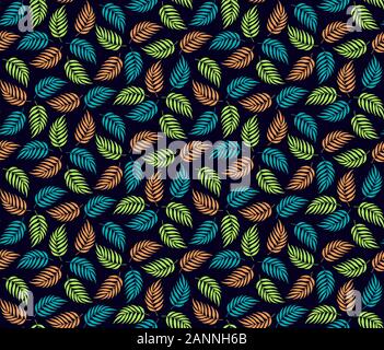 Autunno sfondo vettoriale. Tropical di foglie di palma sfondo. Vettore di Seamless Pattern. Illustrazione Vettoriale