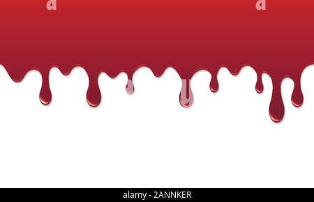 Le gocce di vernice seamless pattern. Scende fluente. Attuale del sangue o liquido rosso. Illustrazione Vettoriale