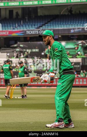 MCG, Melbourne, Victoria, Australia. Xviii gen, 2020 MCG, Melbourne, Victoria, Australia. 18 gennaio, 2020. KFC Big Bash league(BBL) corrispondono a 41 - Melbourne stelle uomini la riproduzione del Perth Scorchers uomini - Stelle capitano Glenn Maxwell prima che il gioco-Melbourne stelle vinte da dieci corse.- credito Immagine: Brett keating/Alamy Live News Foto Stock