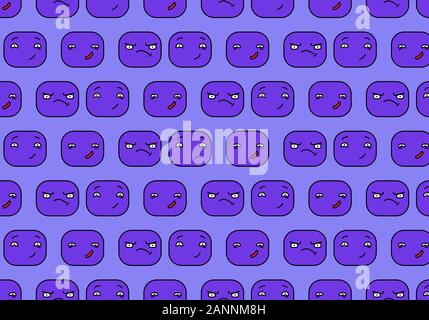 Cartoon facce espressioni disegno vettoriale. Modello di sorriso Illustrazione Vettoriale