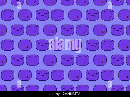 Cartoon facce espressioni disegno vettoriale. Modello di sorriso Illustrazione Vettoriale