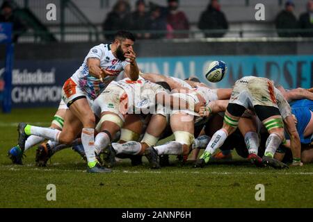 Treviso, Italia. Xviii gen, 2020. Tito Tebaldi (Treviso) durante la Benetton Treviso vs Leinster Rugby, Rugby Heineken Champions Cup a Treviso, Italia, 18 gennaio 2020 Credit: Indipendente Agenzia fotografica/Alamy Live News Foto Stock