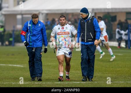 Treviso, Italia. Xviii gen, 2020. federico zani (Treviso) durante la Benetton Treviso vs Leinster Rugby, Rugby Heineken Champions Cup a Treviso, Italia, 18 gennaio 2020 Credit: Indipendente Agenzia fotografica/Alamy Live News Foto Stock