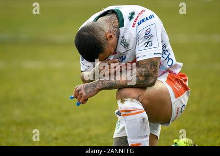 Treviso, Italia. 18 gennaio, 2020. Treviso, Italia, 18 gen 2020, monty ioane (Treviso) durante la Benetton Treviso vs Leinster Rugby - Rugby Heineken Champions Cup - Credito: LM/Ettore Grifoni Credito: Ettore Grifoni/LP/ZUMA filo/Alamy Live News Foto Stock
