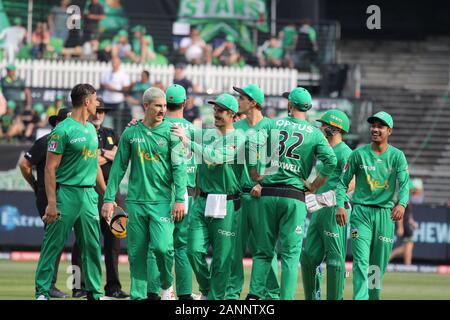 MCG , Melbourne, Victoria, Australia 18 Gennaio 2020 - KFC Big Bash league(BBL) corrispondono a 41 - Melbourne stelle uomini la riproduzione del Perth Scorchers uomini - Le stelle celebrare il paletto di Cameron Bancroft - Melbourne stelle vinte da dieci corse.- credito immagine Brett Keating - Alamy Live News. Foto Stock