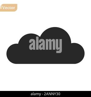 Icona a forma di nuvola vettore. Semplice piatto simbolo. Perfetto pittogramma nero illustrazione su sfondo bianco. Illustrazione Vettoriale
