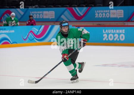 Jessie Taylor (15) del team GB compete nel torneo femminile di hockey su ghiaccio di Losanna 2020 NOC 3 il 3° turno preliminare del 10th gennaio 2020 Foto Stock