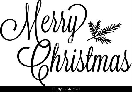 Merry Christmas testo vettoriale Lettering calligrafico design modello di scheda. Tipografia creativa per il messaggio di saluto festivo dono Poster. Illustrazione Vettoriale