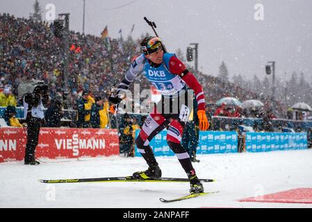 Ruhpolding in Germania. 18 gennaio, 2020. Julian Eberhard dell'Austria presso l'IBU Coppa del Mondo di Biathlon, uomini 4x7,5 km staffetta a Chiemgau Arena on gennaio 18, 2020 a Ruhpolding in Germania. (Foto: Horst Ettensberger/ESPA-immagini) Credito: ESPA/Alamy Live News Foto Stock