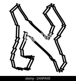 Il nero le lettere dell alfabeto ebraico. Bambini ebraico gli scarabocchi. Illustrazione Vettoriale su sfondo isolato. Illustrazione Vettoriale
