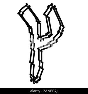 Il nero le lettere dell alfabeto ebraico. Bambini ebraico gli scarabocchi. Illustrazione Vettoriale su sfondo isolato. Illustrazione Vettoriale