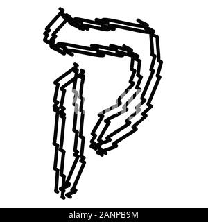 Il nero le lettere dell alfabeto ebraico. Bambini ebraico gli scarabocchi. Illustrazione Vettoriale su sfondo isolato. Illustrazione Vettoriale