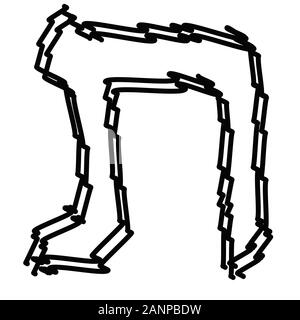 Il nero le lettere dell alfabeto ebraico. Bambini ebraico gli scarabocchi. Illustrazione Vettoriale su sfondo isolato. Illustrazione Vettoriale