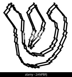 Il nero le lettere dell alfabeto ebraico. Bambini ebraico gli scarabocchi. Illustrazione Vettoriale su sfondo isolato. Illustrazione Vettoriale