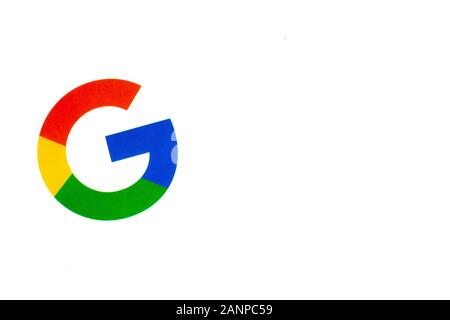 Los Angeles, California, Stati Uniti - 17 gennaio 2020: Icona di Google con spazio di copia, editoriale Illustrativo Foto Stock