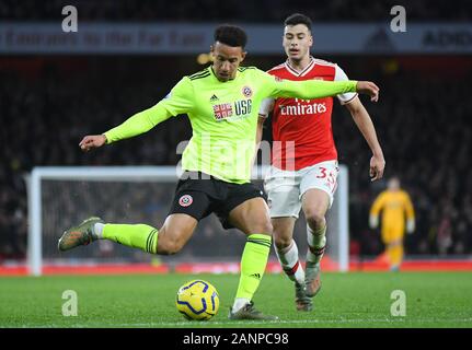 Londra, Inghilterra - Gennaio 18, 2020: Callum Robinson di Sheffield mostrato durante il 2019/20 Premier League tra Arsenal e Sheffield United FC all'Emirates Stadium. Foto Stock