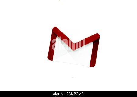 Los Angeles, California, Stati Uniti - 17 gennaio 2020: Icona Google Gmail con spazio di copia, editoriale Illustrativo Foto Stock