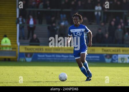 Huish Park, Yeovil, 18 gennaio 2020. Peter Kioso di Hartlepool Regno durante il Vanarama National League match tra Yeovil Town e Hartlepool Regno a Huish Park, Yeovil sabato 18 gennaio 2020. (Credit: Paolo Paxford | MI News & Sport) Credito: MI News & Sport /Alamy Live News Foto Stock