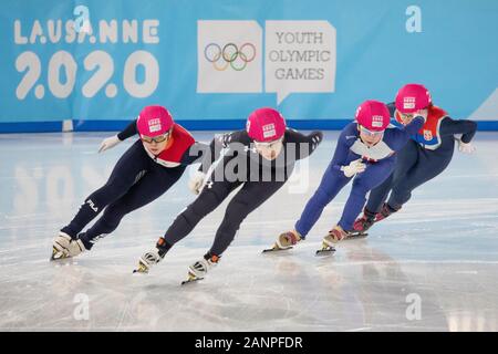 Olivia Weedon del Team GB (17) di Twickenham in gara nel pattinaggio di velocità a breve distanza femminile 1000m durante i Giochi Olimpici Giovanili di Losanna 2020. Foto Stock