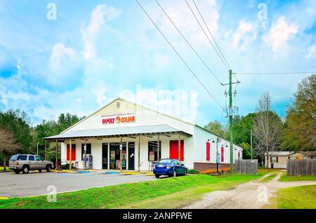 Dollaro di famiglia è raffigurato, gen. 16, 2020, in Magnolia molle, Alabama. Più di 8.000 famiglia Dollar negozi sono situati negli Stati Uniti. Foto Stock